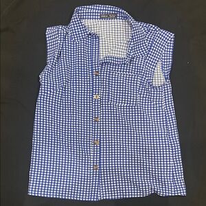 SHEIN Blue and White Checkered Sleeveless Top